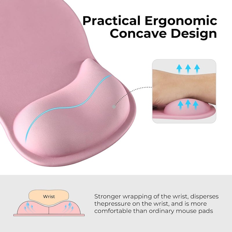 Eoocoo Ergonomic Mouse Pad with Gel Wrist Rest Support Middle Concave Design, Relieve Wrist Pain Mousepad, Non-Slip Base for Laptop, Computer, Office Desk Accessories for Women, Carpal Tunnel Syndrome - Image 2